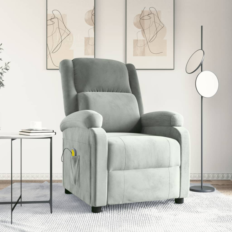 Massagesessel Hellgrau Samt