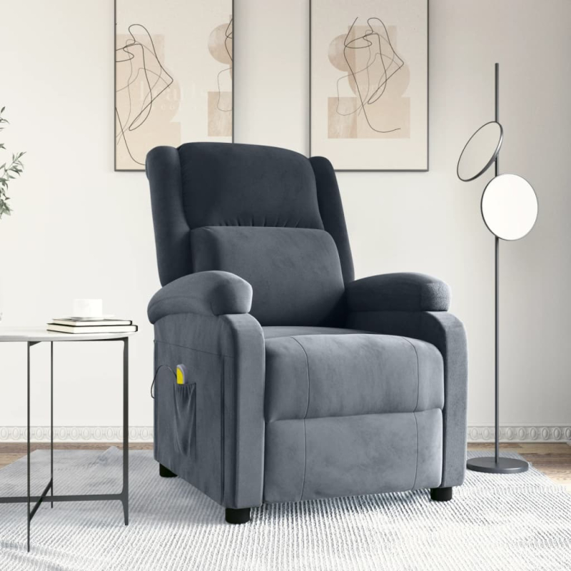 Massagesessel Dunkelgrau Samt