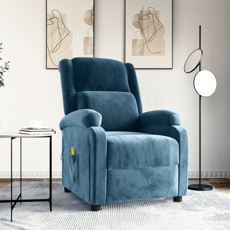 Massagesessel Blau Samt
