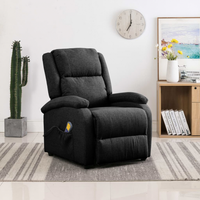 Ohrensessel mit Massagefunktion Schwarz Stoff