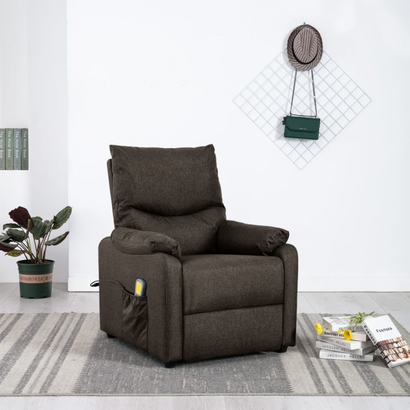 Massagesessel Dunkelbraun Stoff