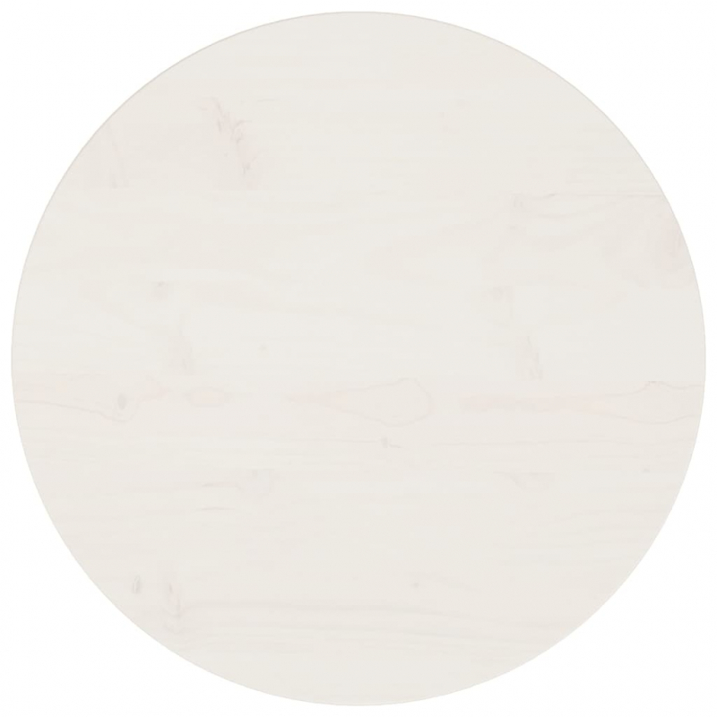 Tischplatte Weiß Ø50x2,5 cm Massivholz Kiefer