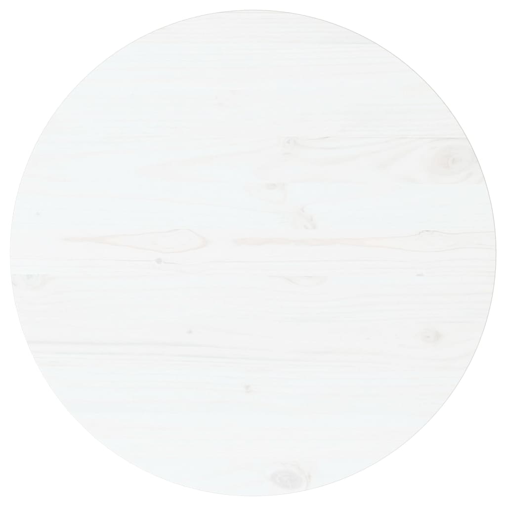 Tischplatte Weiß Ø70x2,5 cm Massivholz Kiefer