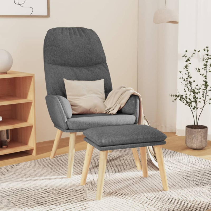 Relaxsessel mit Hocker Hellgrau Stoff