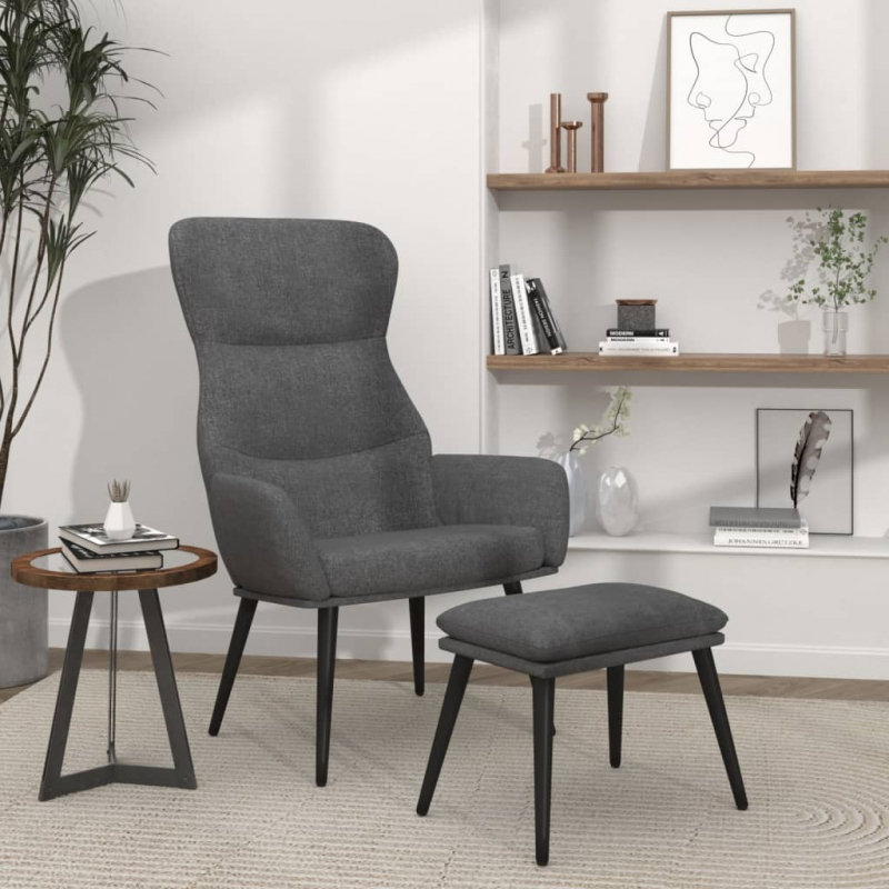 Relaxsessel mit Hocker Hellgrau Stoff
