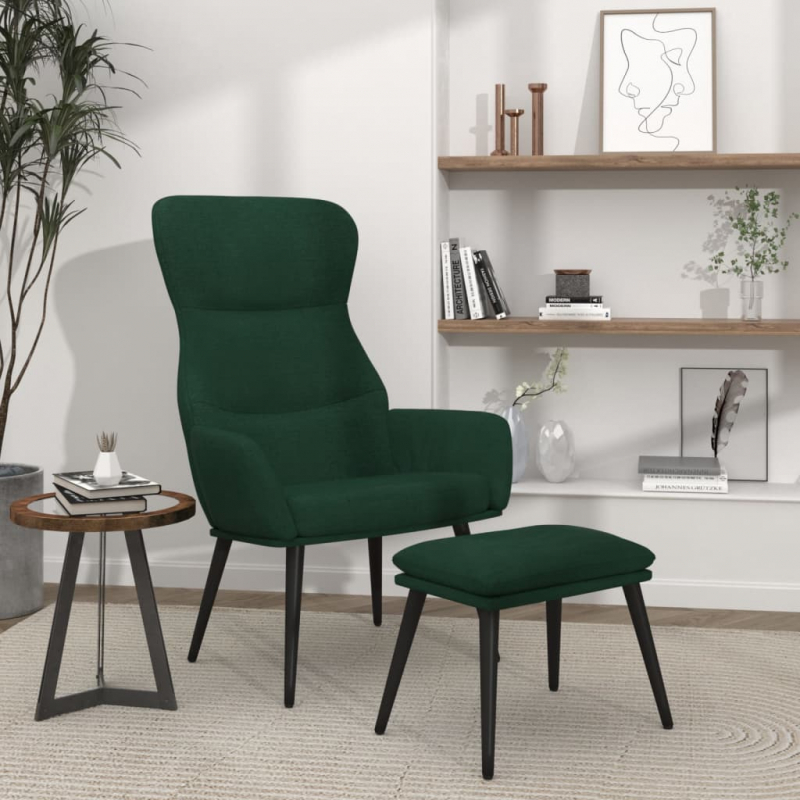 Relaxsessel mit Hocker Dunkelgrün Stoff