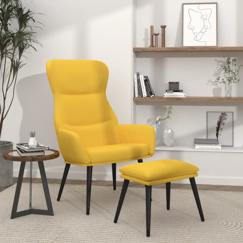 Relaxsessel mit Hocker Senfgelb Stoff