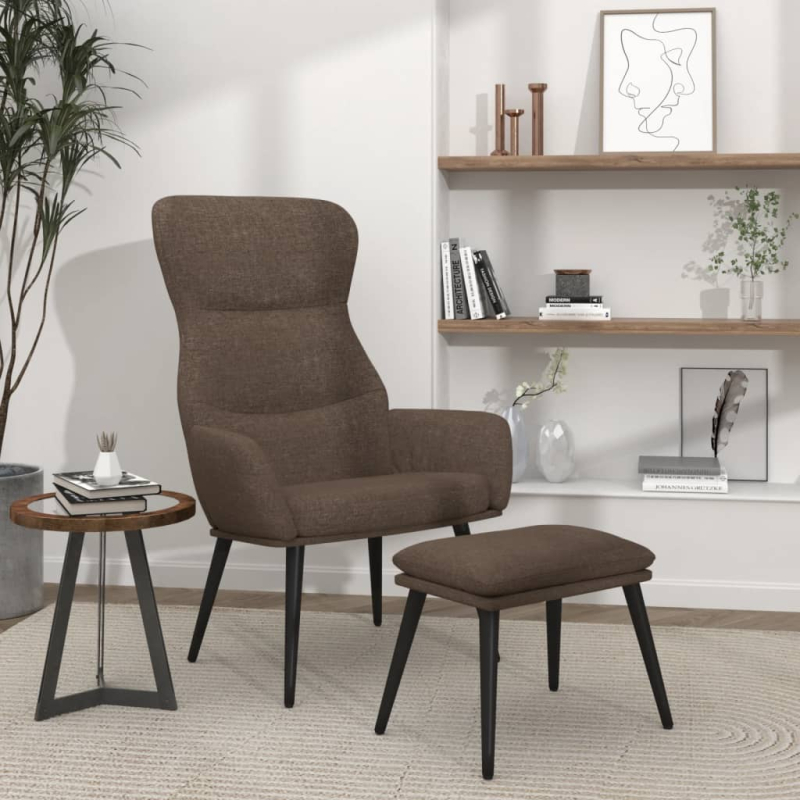 Relaxsessel mit Hocker Taupe Stoff