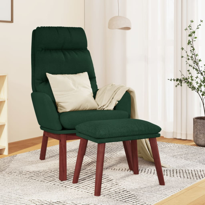 Relaxsessel mit Hocker Dunkelgrün Stoff