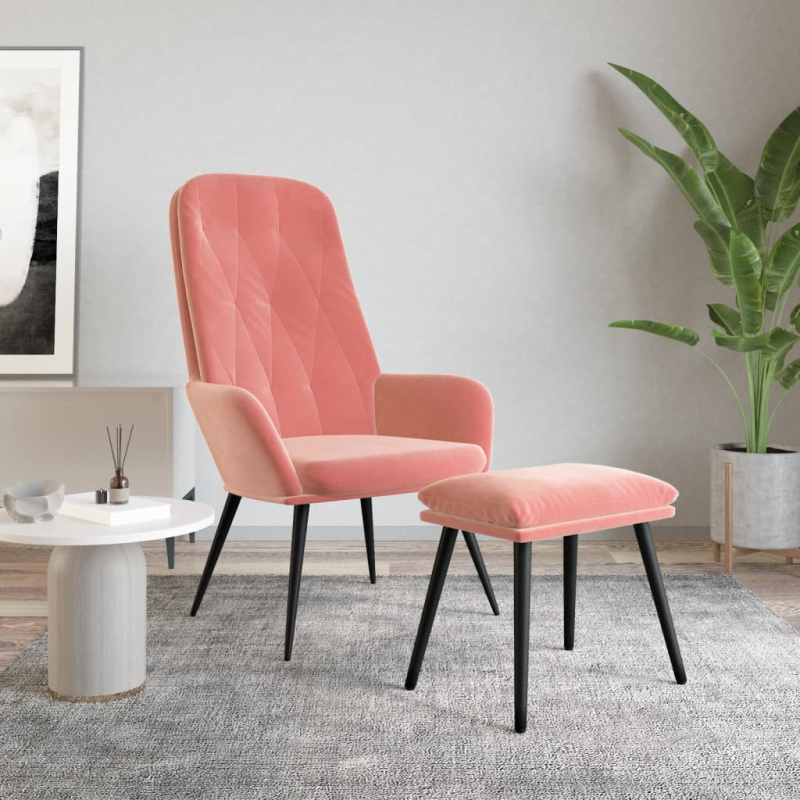 Relaxsessel mit Hocker Rosa Samt