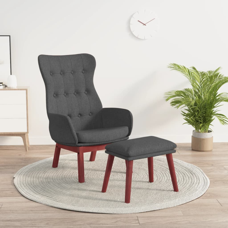 Relaxsessel mit Hocker Dunkelgrau Stoff