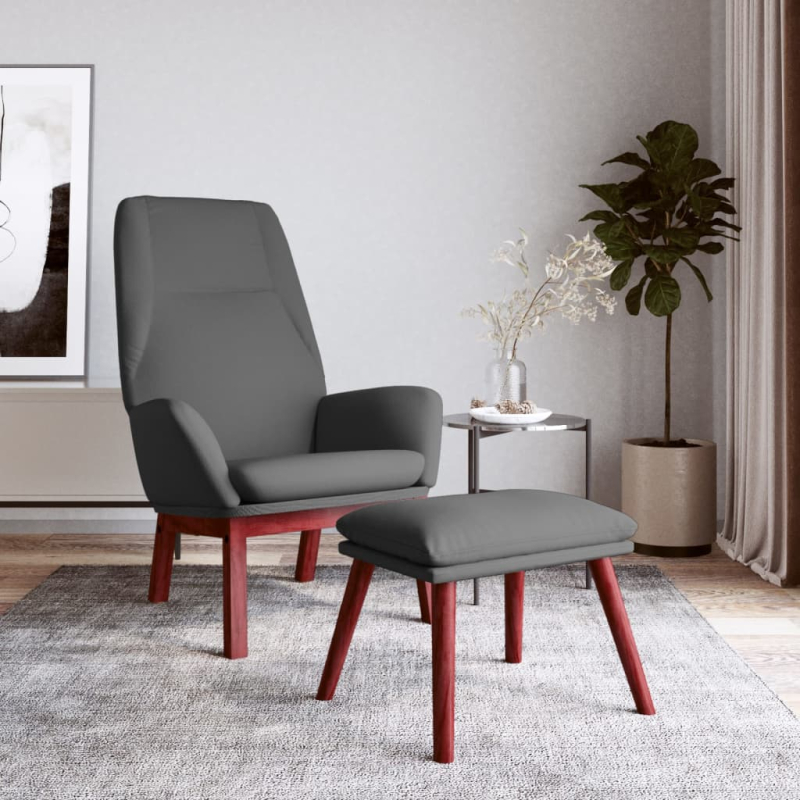 Relaxsessel mit Hocker Dunkelgrau Stoff