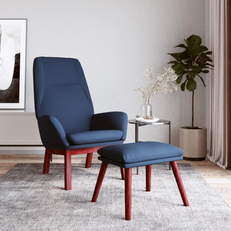 Relaxsessel mit Hocker Blau Stoff