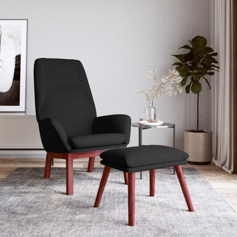 Relaxsessel mit Hocker Schwarz Stoff