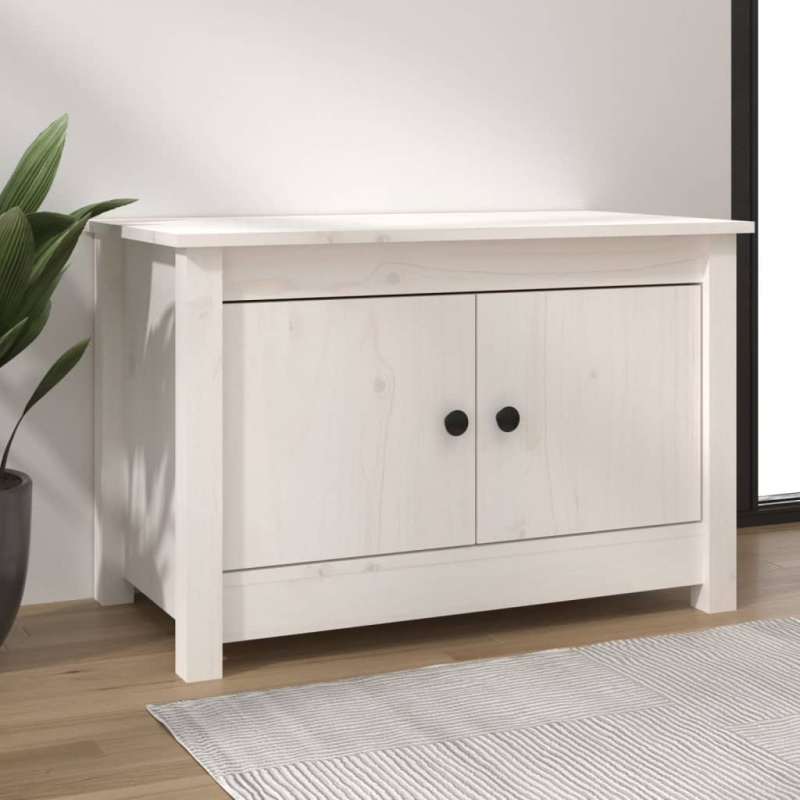 Schuhschrank Weiß 70x38x45,5 cm Massivholz Kiefer