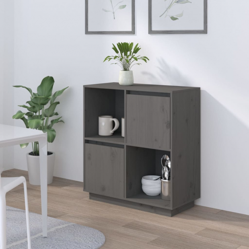 Sideboard Grau 74x35x80 cm Massivholz Kiefer