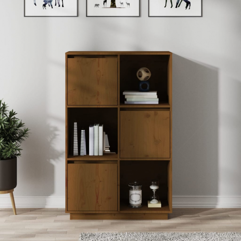Highboard Honigbraun 74x35x117 cm Massivholz Kiefer
