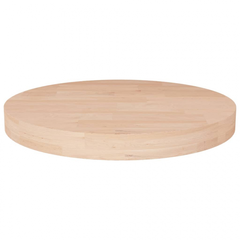 Runde Tischplatte Ø40x4 cm Unbehandeltes Massivholz Eiche