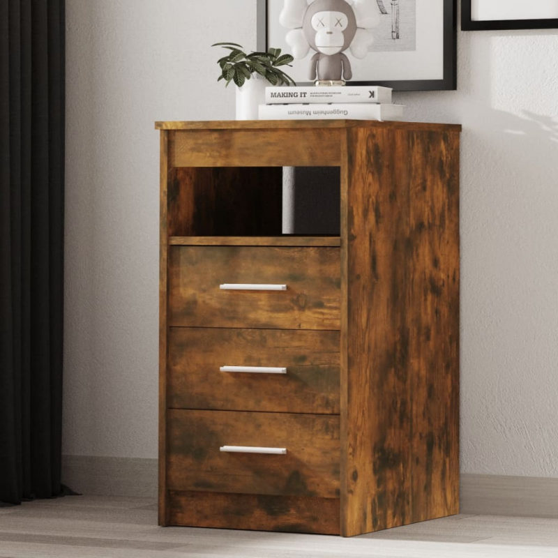 Sideboard mit Schubladen Räuchereiche 40x50x76 cm Holzwerkstoff