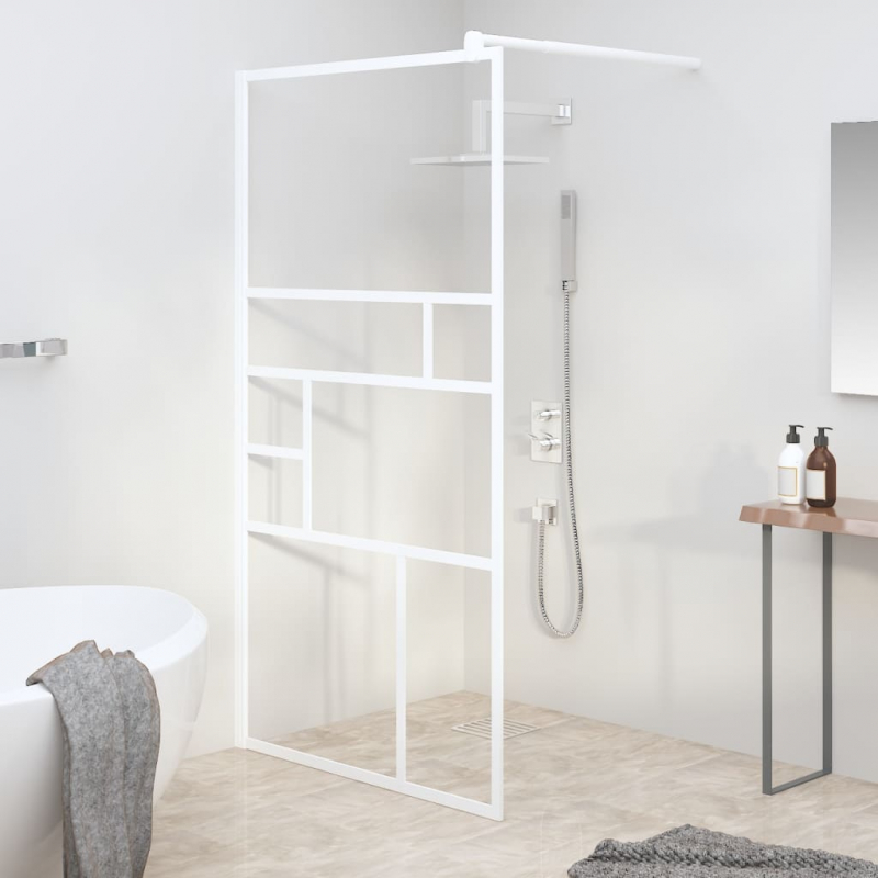 Duschwand für Walk-In Dusche 100x195 cm ESG-Glas Weiß