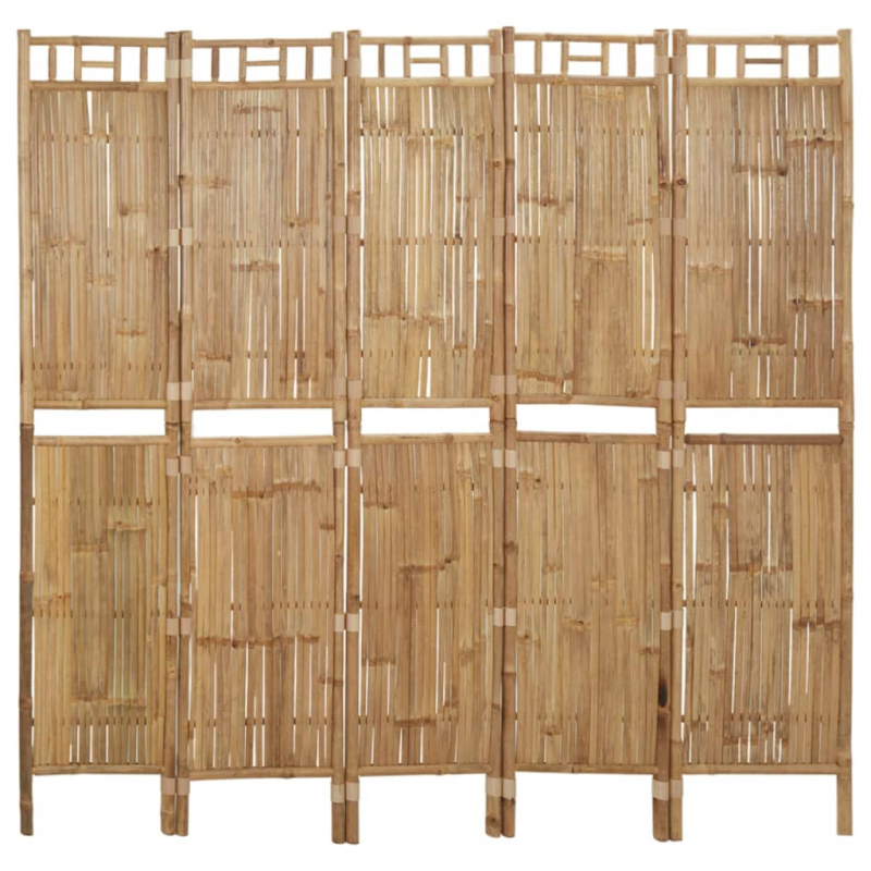 5-tlg. Raumteiler Bambus 200x180 cm