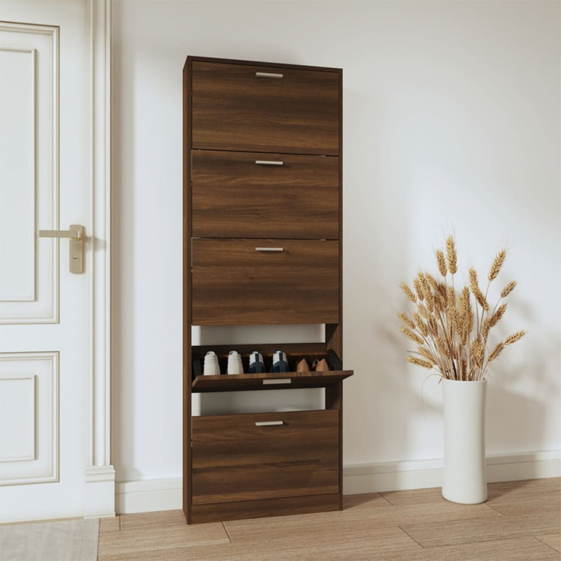 Schuhschrank Braun Eichen-Optik 59x17x169 cm Holzwerkstoff