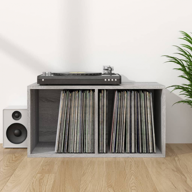 Schallplatten-Box Grau Sonoma 71x34x36cm Holzwerkstoff