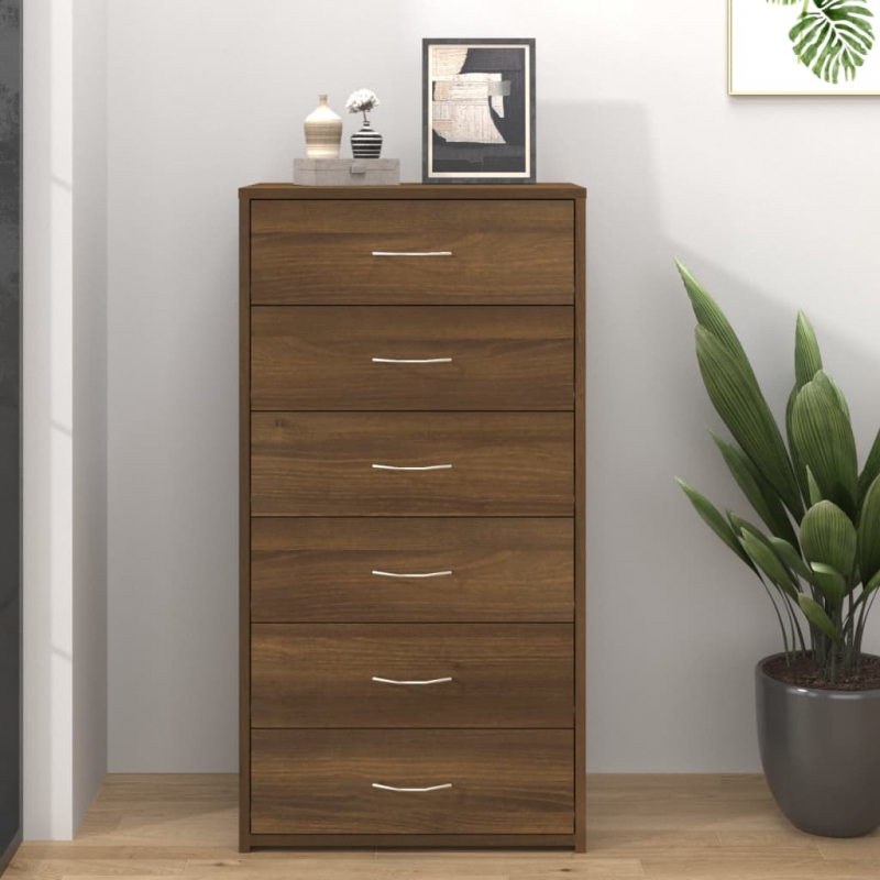 Sideboard mit 6 Schubladen Braun Eichen-Optik 50x34x96 cm