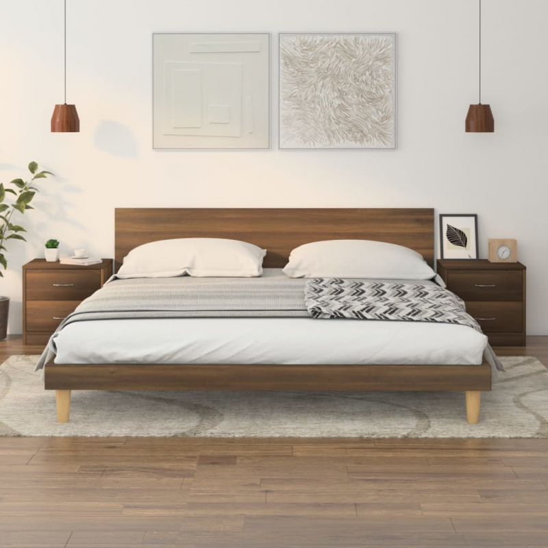Nachttische 2 Stk. Braun Eichen-Optik 40x30x40 cm Holzwerkstoff