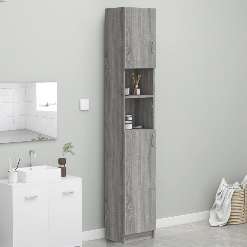 Badezimmerschrank Grau Sonoma 32x25,5x190 cm Holzwerkstoff