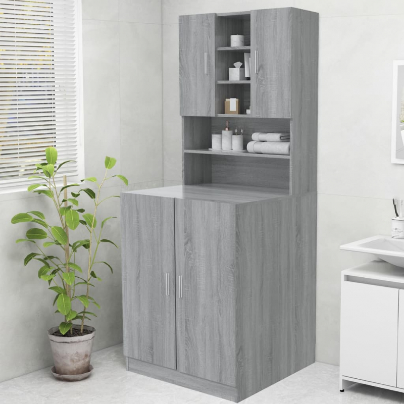 Waschmaschinenschrank Grau Sonoma 70,5x25,5x90 cm