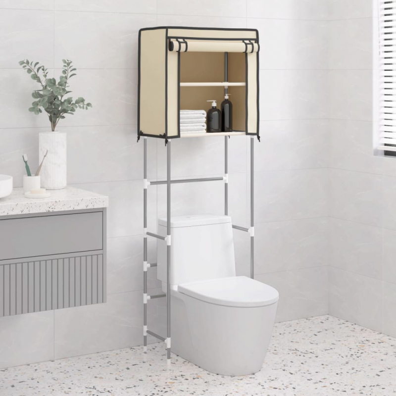 Toilettenregal 2 Ablagen Creme 56x30x170 cm Eisen