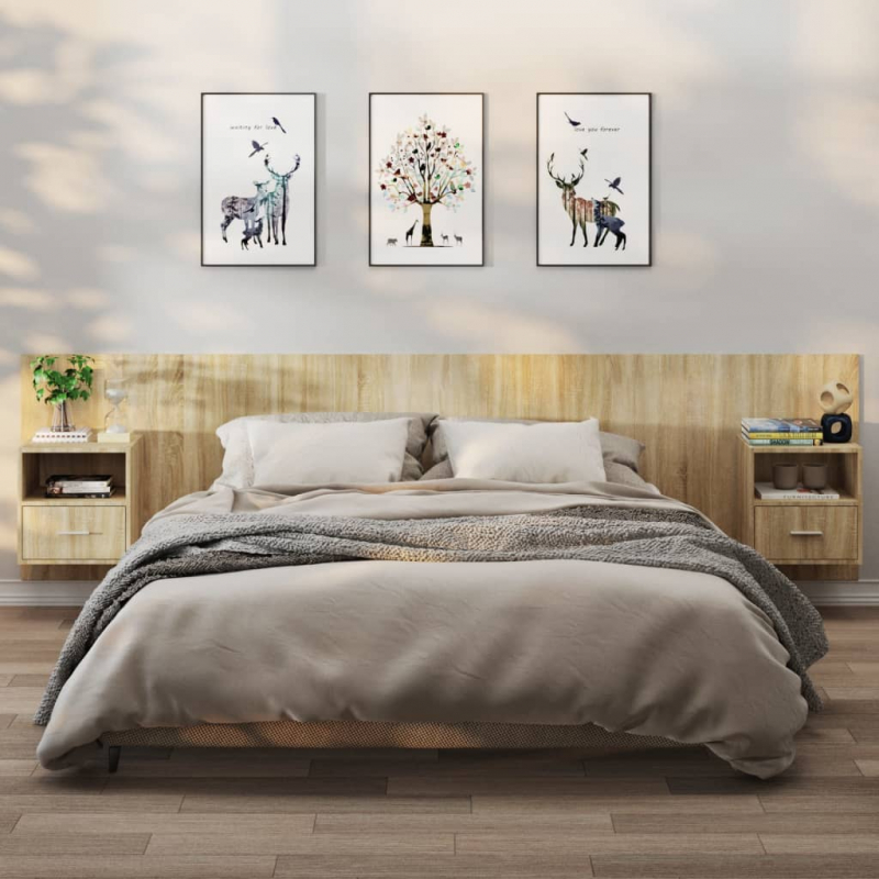 Wand-Nachttische 2 Stk. Sonoma-Eiche