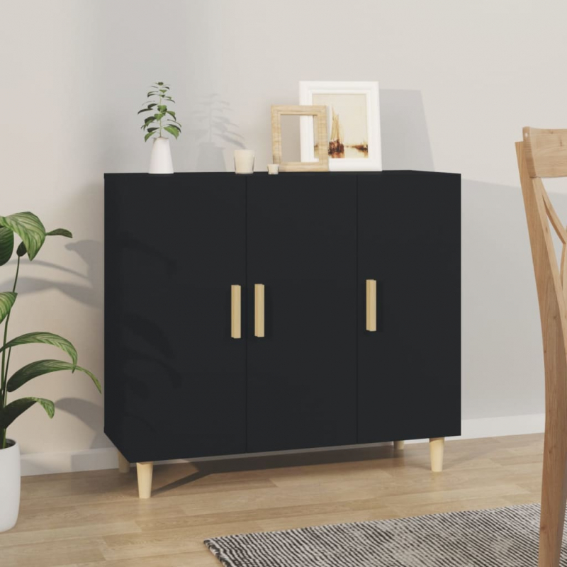 Sideboard Schwarz 90x34x80 cm Holzwerkstoff