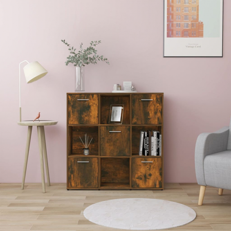 Bücherregal Räuchereiche 90x30x90 cm Holzwerkstoff
