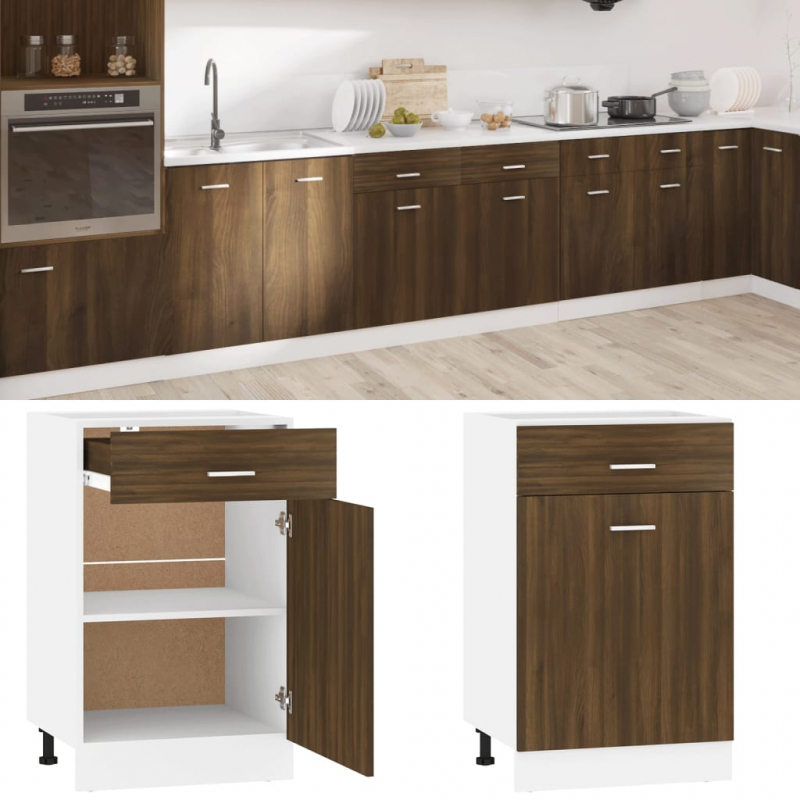 Unterschrank mit Schublade Lyon Braun Eiche-Optik 50x46x81,5 cm