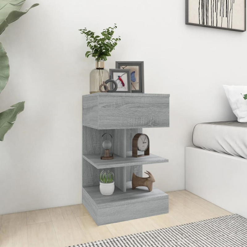 Nachttische 2 Stk. Grau Sonoma 40x35x65 cm Holzwerkstoff