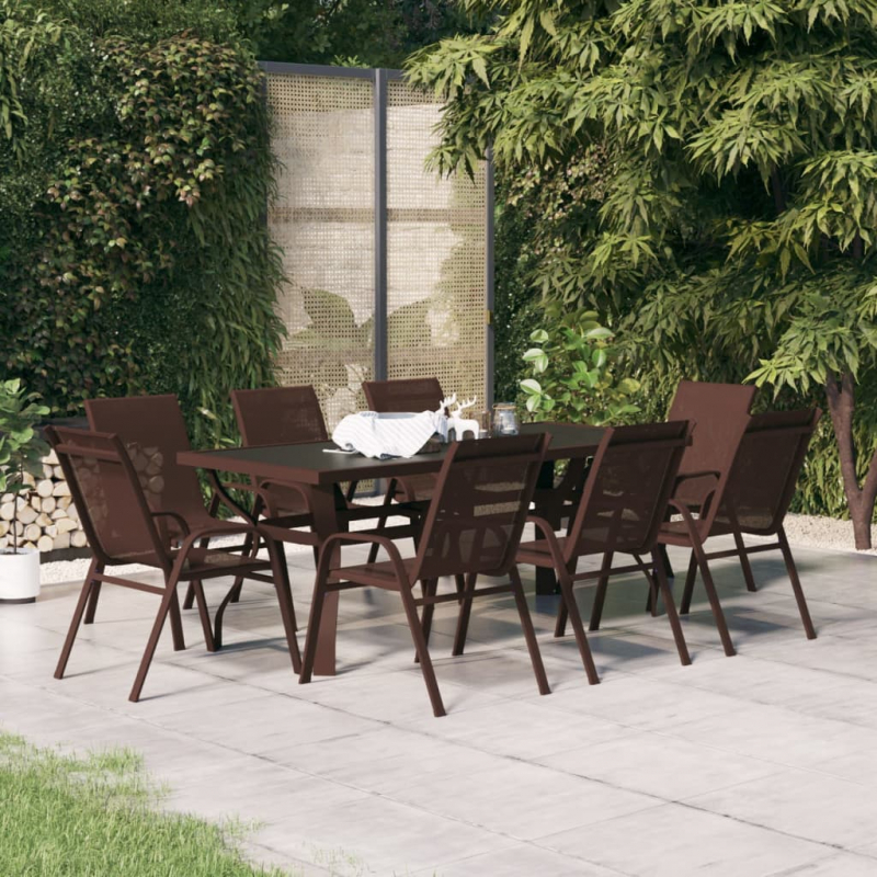 9-tlg. Garten-Essgruppe Braun und Schwarz