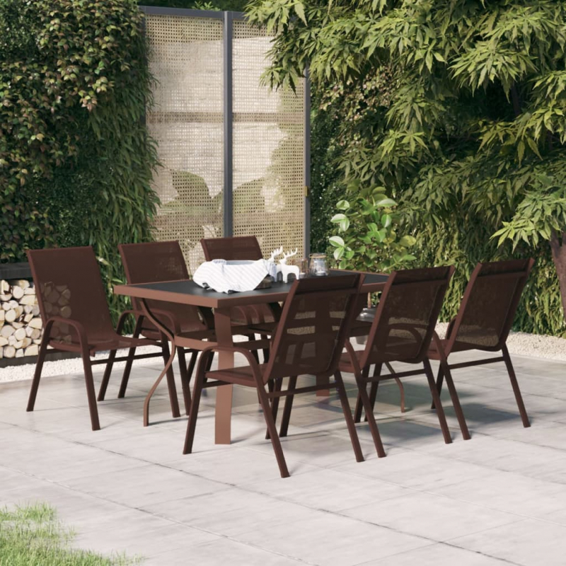 7-tlg. Garten-Essgruppe Braun und Schwarz