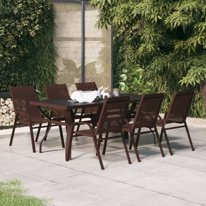 7-tlg. Garten-Essgruppe Braun und Schwarz