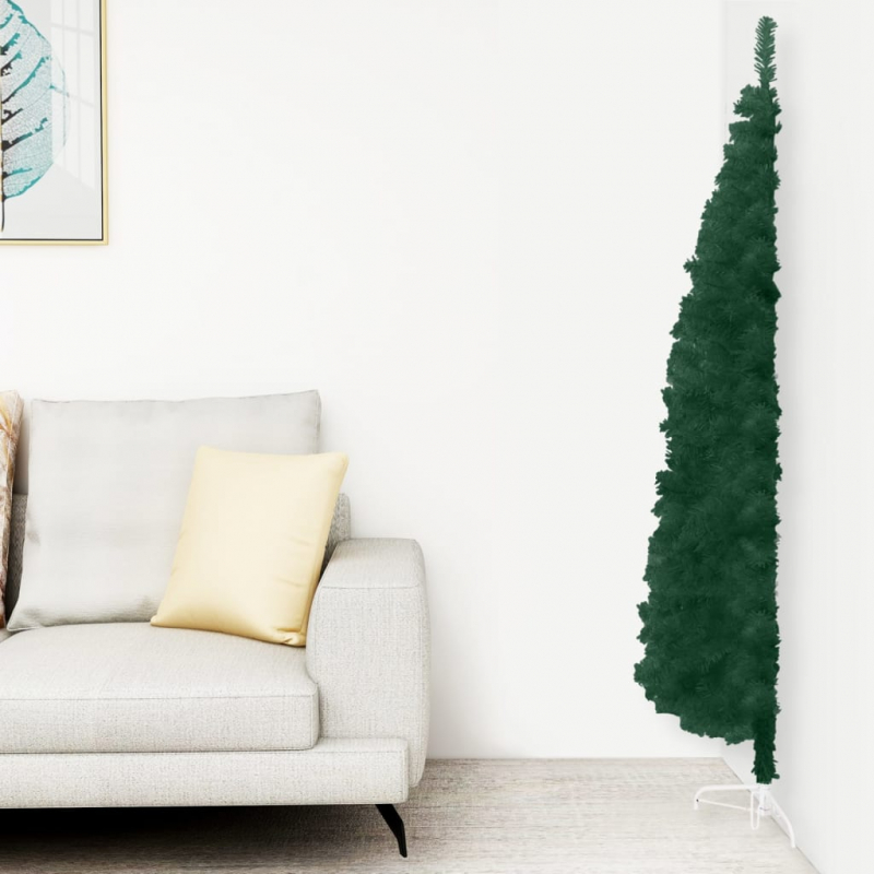 Künstlicher Halb-Weihnachtsbaum mit Ständer Schlank Grün 120 cm