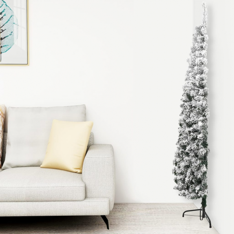 Künstlicher Halb-Weihnachtsbaum mit Schnee Schlank 180 cm