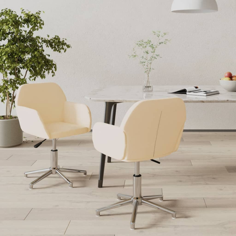 Esszimmerstühle 2 Stk. Drehbar Creme Stoff