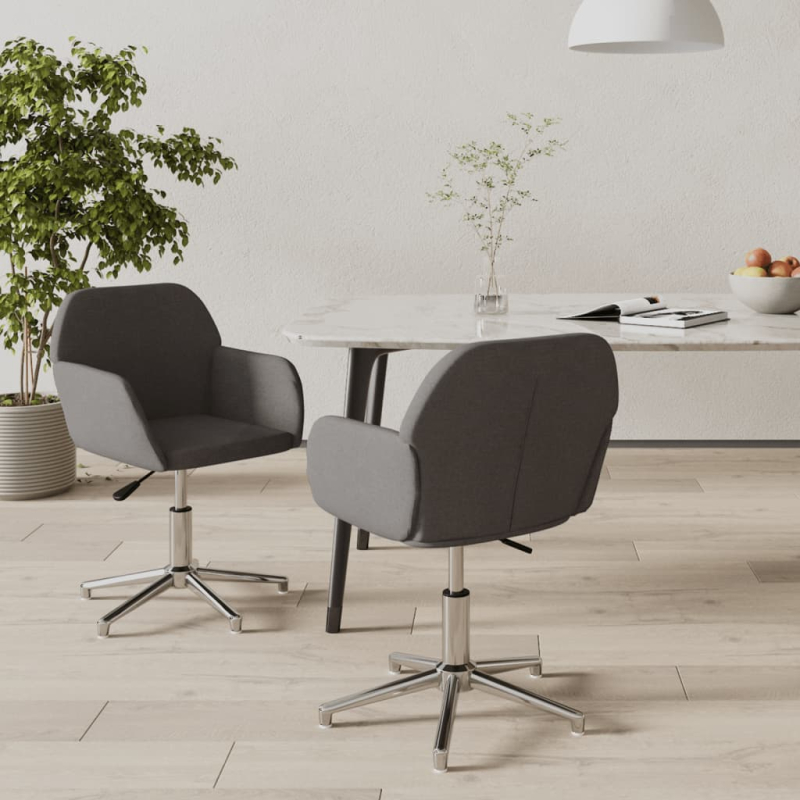Esszimmerstühle 2 Stk. Drehbar Dunkelgrau Stoff