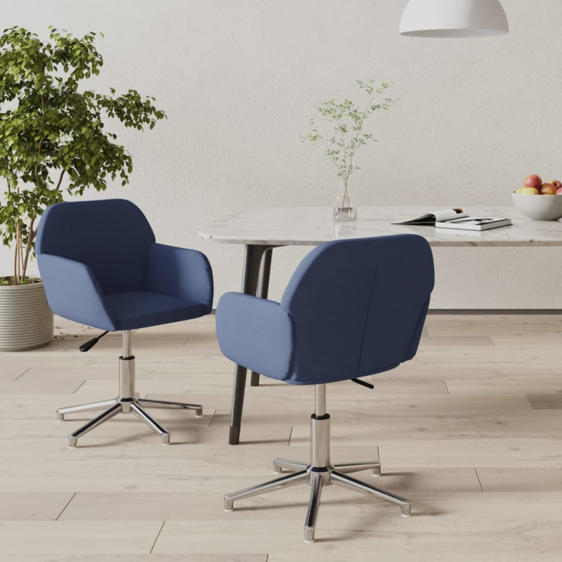 Esszimmerstühle 2 Stk. Drehbar Blau Stoff