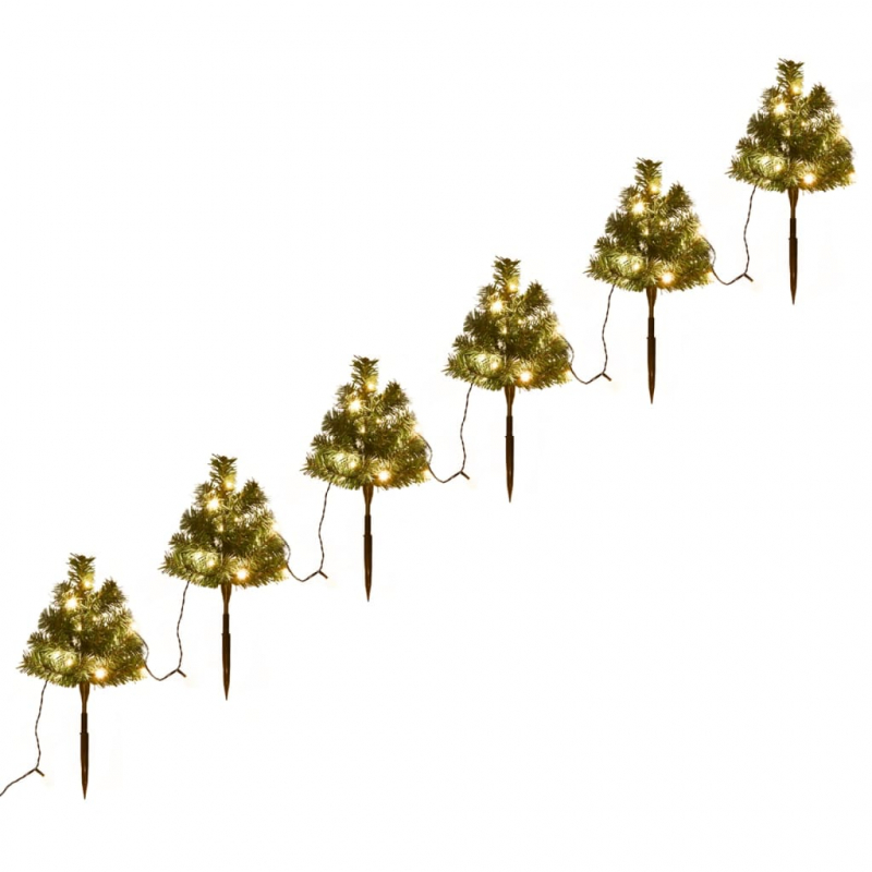 Wegbeleuchtung Weihnachtsbäume 6 Stk. Warmweiße LEDs 45 cm PVC