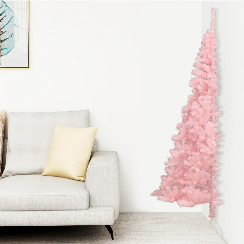 Künstlicher Halb-Weihnachtsbaum mit Ständer Rosa 150 cm PVC