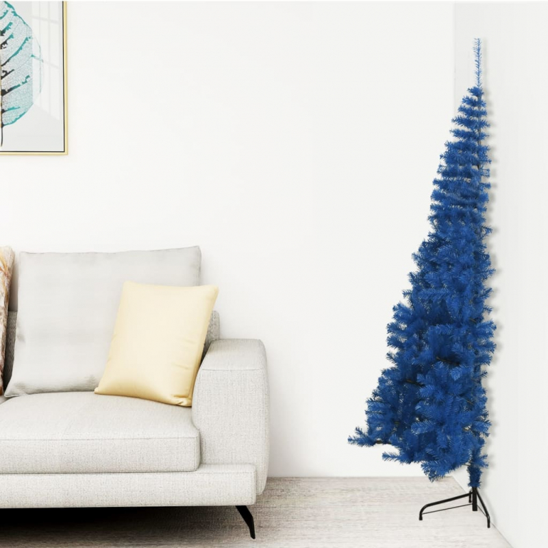 Künstlicher Halb-Weihnachtsbaum mit Ständer Blau 210 cm PVC