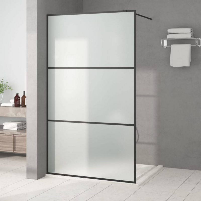 Duschwand für Begehbare Dusche Schwarz 115x195 cm Matt ESG-Glas