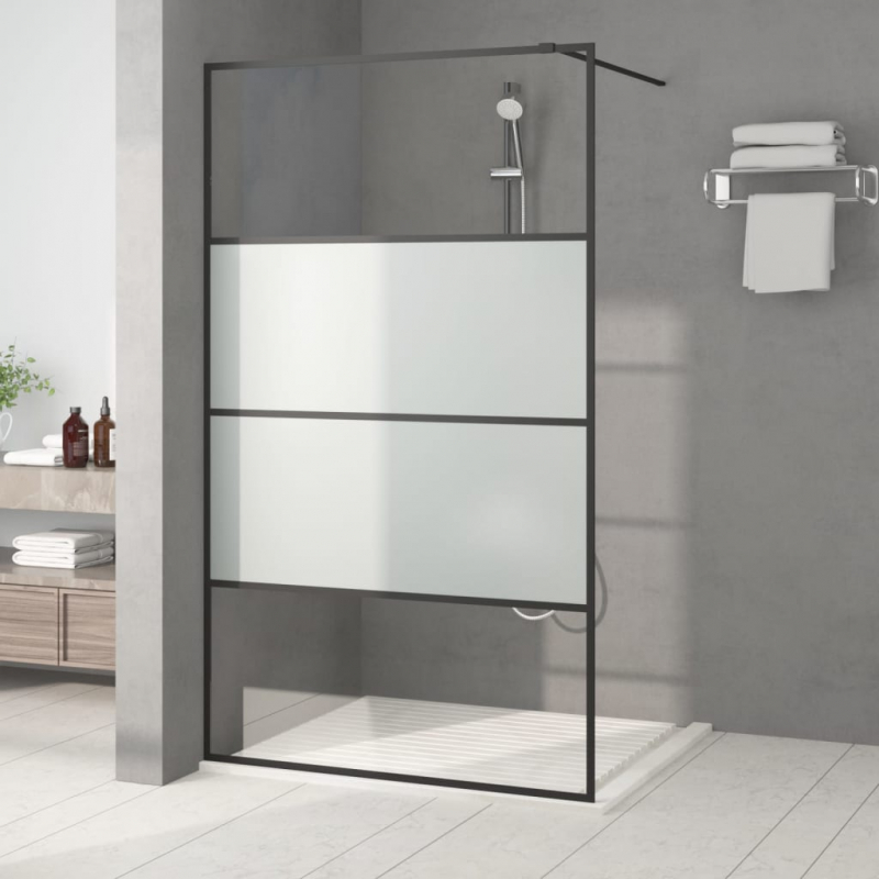 Duschwand für Begehbare Dusche Schwarz 115x195 cm Halbmatt ESG